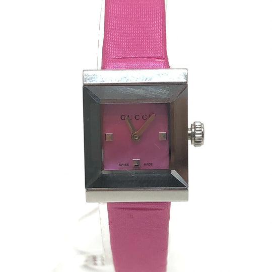 GUCCI Watches Quartz 128.5 Stainless Steel , Leather Silver G frame pink dial Women Used Authentic