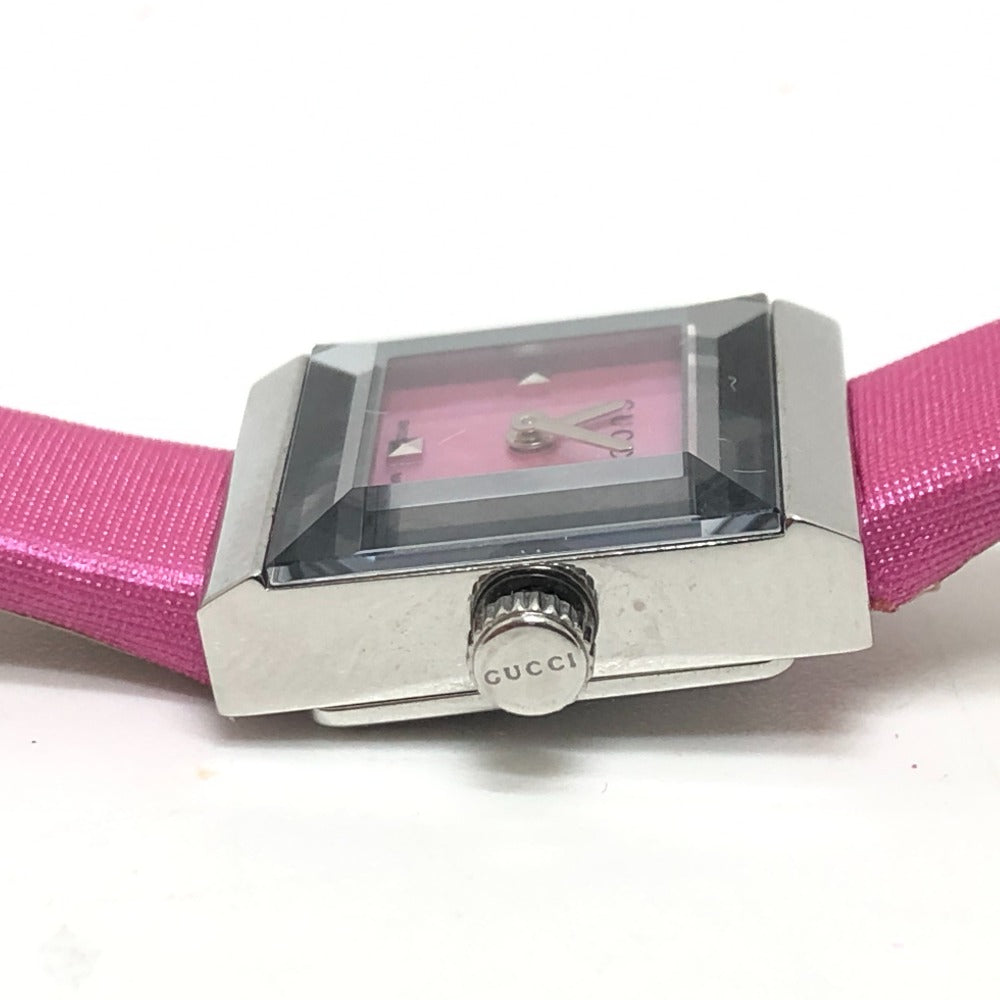 GUCCI Watches Quartz 128.5 Stainless Steel , Leather Silver G frame pink dial Women Used Authentic