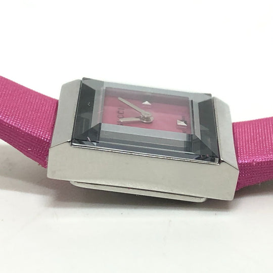 GUCCI Watches Quartz 128.5 Stainless Steel , Leather Silver G frame pink dial Women Used Authentic