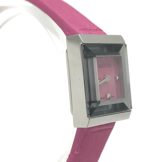 GUCCI Watches Quartz 128.5 Stainless Steel , Leather Silver G frame pink dial Women Used Authentic