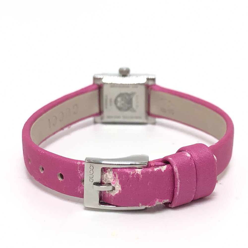 GUCCI Watches Quartz 128.5 Stainless Steel , Leather Silver G frame pink dial Women Used Authentic