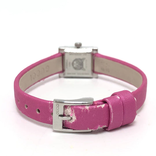 GUCCI Watches Quartz 128.5 Stainless Steel , Leather Silver G frame pink dial Women Used Authentic