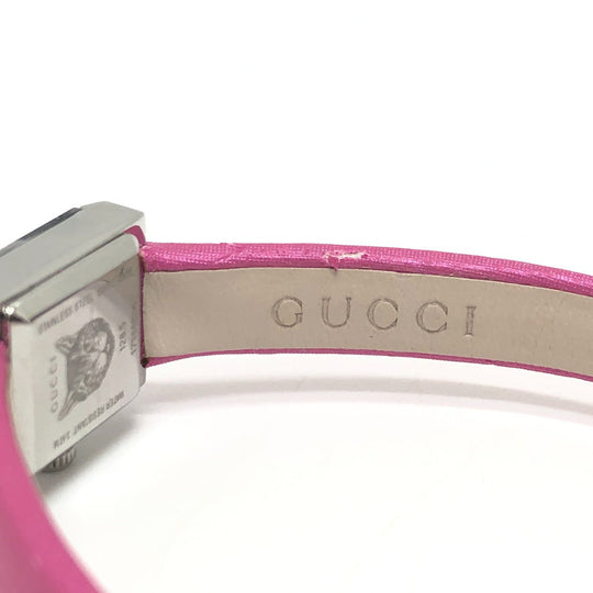GUCCI Watches Quartz 128.5 Stainless Steel , Leather Silver G frame pink dial Women Used Authentic