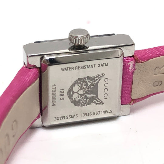 GUCCI Watches Quartz 128.5 Stainless Steel , Leather Silver G frame pink dial Women Used Authentic