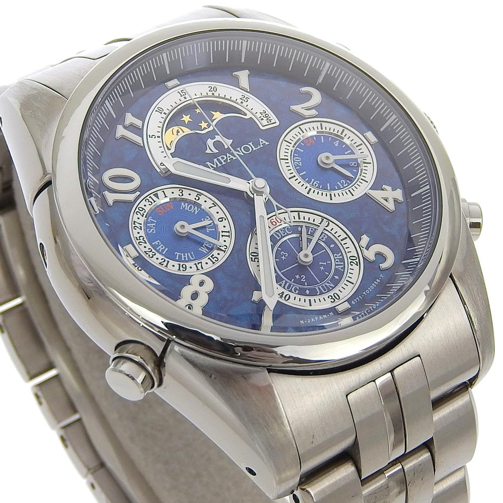 CITIZEN Watches Quartz 6771-T010750-TA Stainless Steel blue Moon face Campanola Blue dial mens Used Authentic