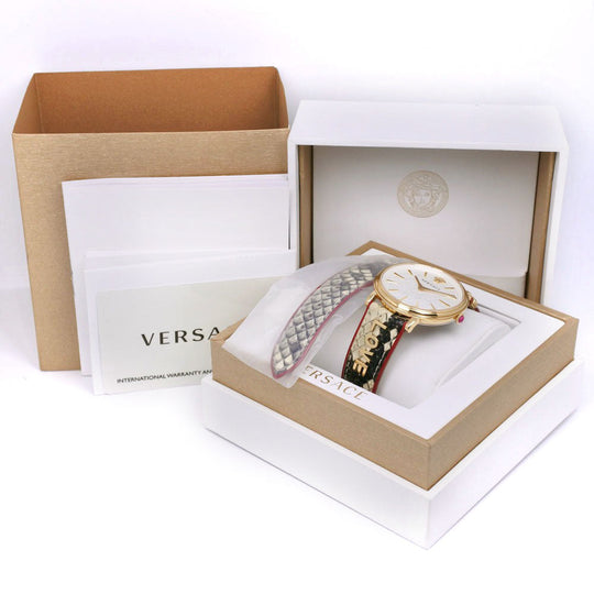 VERSACE Watches Quartz Stainless Steel , Leather gold LOVE White dial Women Used Authentic