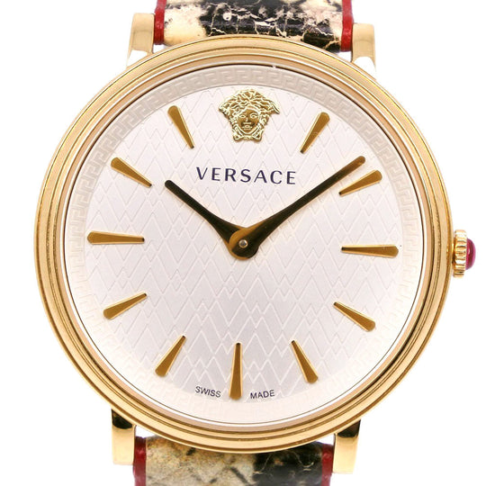 VERSACE Watches Quartz Stainless Steel , Leather gold LOVE White dial Women Used Authentic