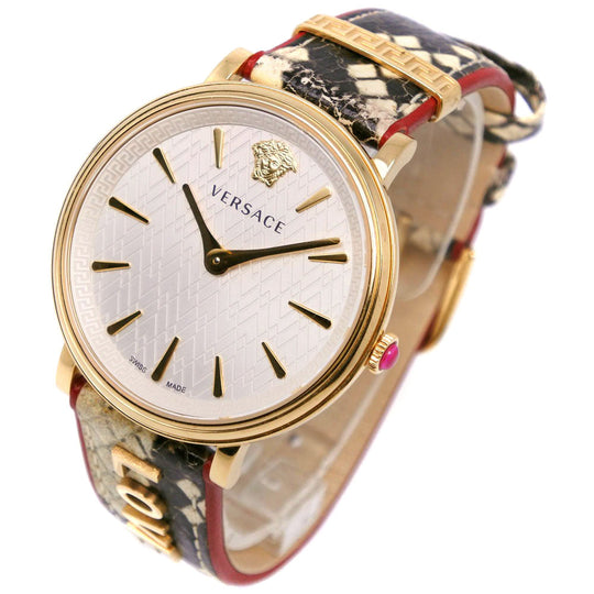 VERSACE Watches Quartz Stainless Steel , Leather gold LOVE White dial Women Used Authentic