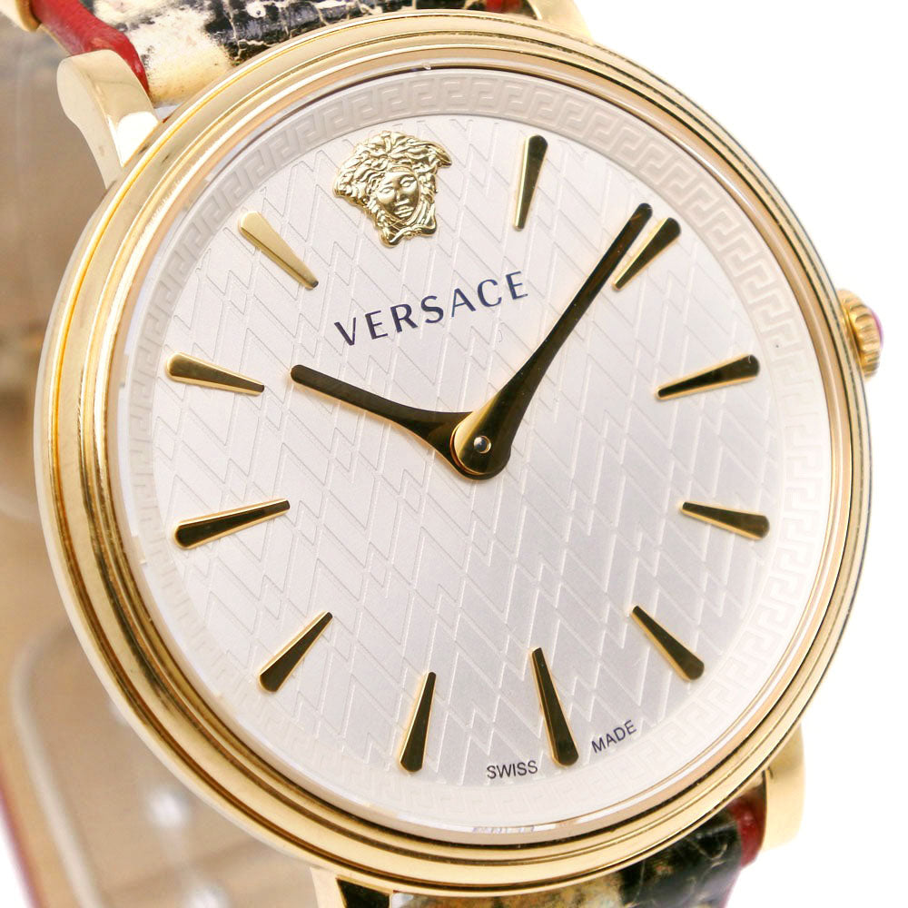 VERSACE Watches Quartz Stainless Steel , Leather gold LOVE White dial Women Used Authentic