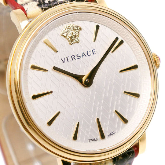 VERSACE Watches Quartz Stainless Steel , Leather gold LOVE White dial Women Used Authentic