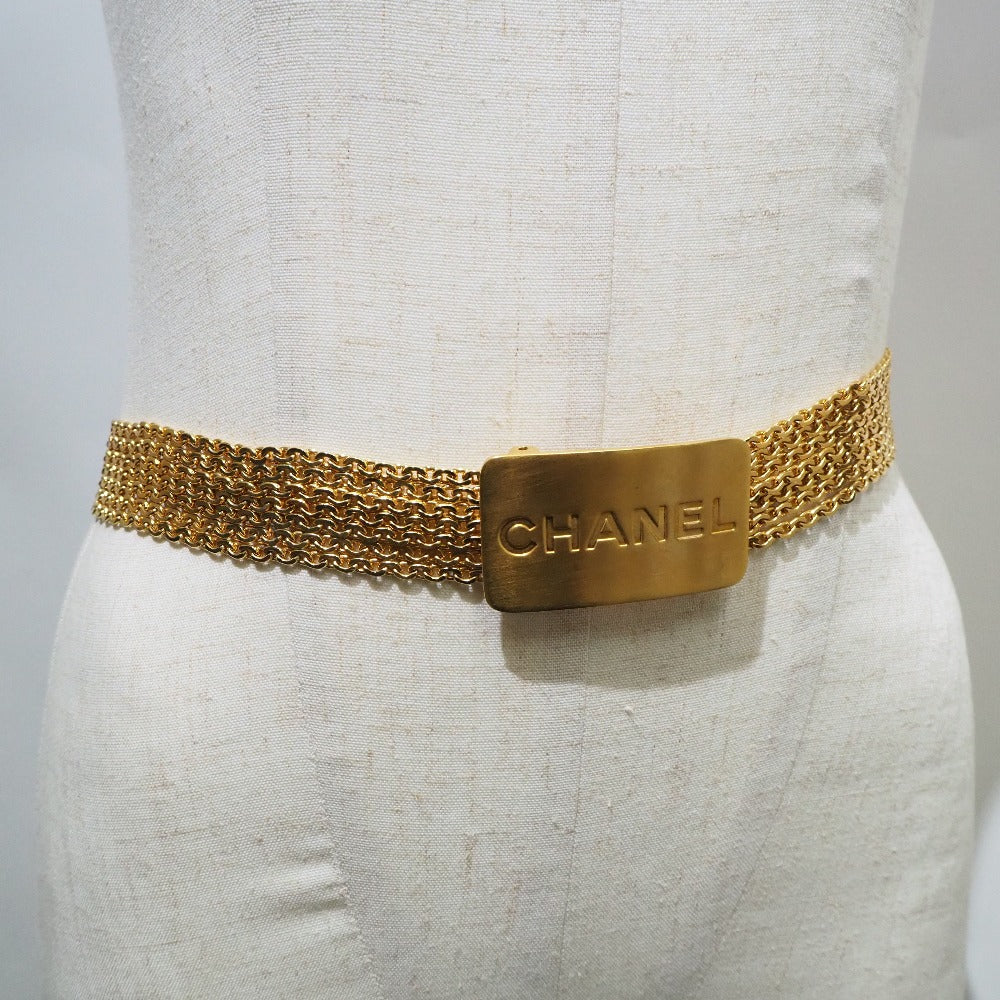 CHANEL belt A07689 Plated Gold gold With logo Chain Women 70 Used Authentic