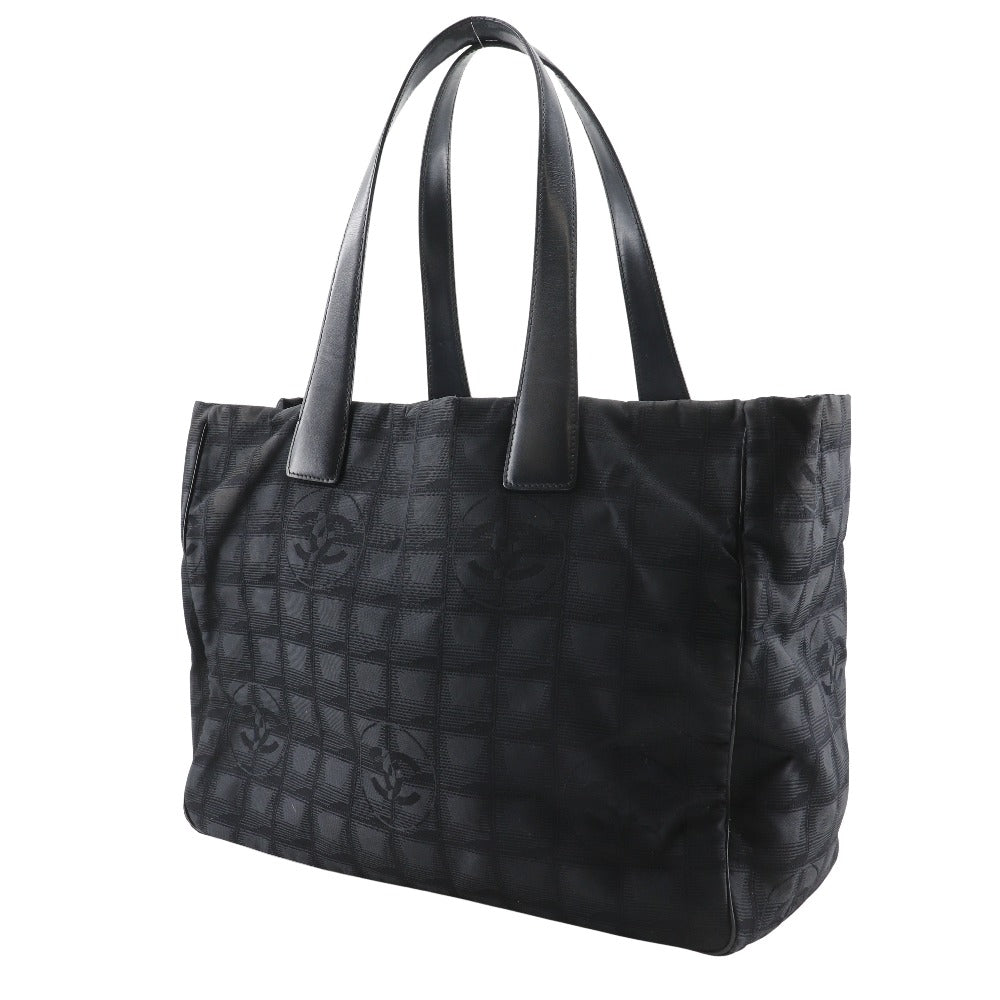 CHANEL Tote Bag A15991 Nylon canvas black New travel line Tote MM Women Used Authentic