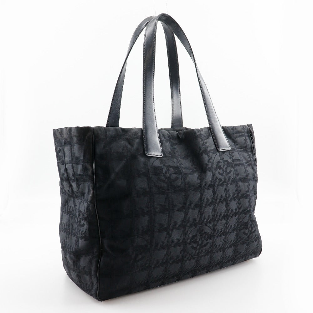 CHANEL Tote Bag A15991 Nylon canvas black New travel line Tote MM Women Used Authentic