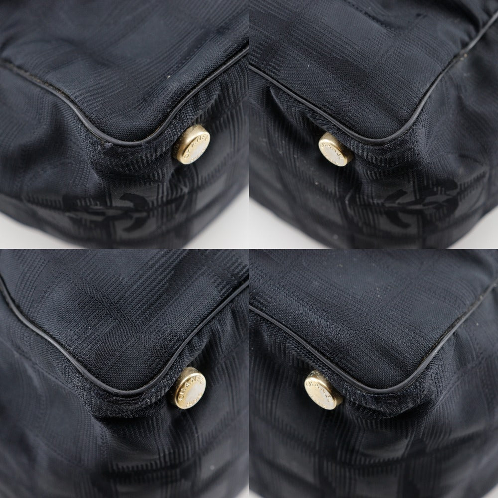 CHANEL Tote Bag A15991 Nylon canvas black New travel line Tote MM Women Used Authentic