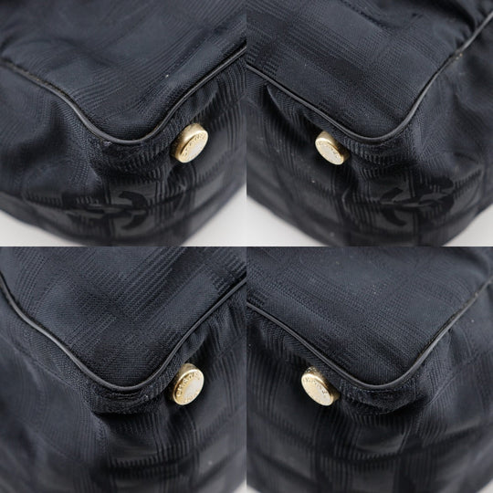 CHANEL Tote Bag A15991 Nylon canvas black New travel line Tote MM Women Used Authentic