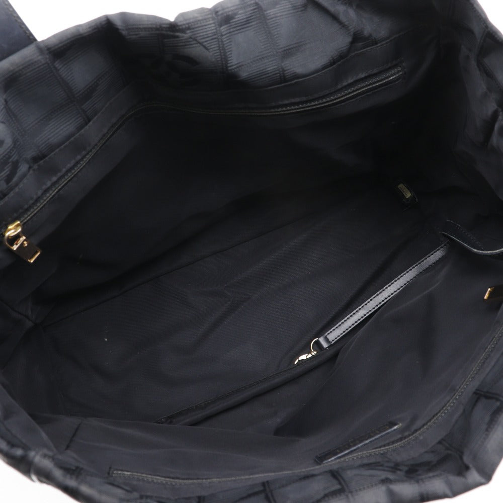 CHANEL Tote Bag A15991 Nylon canvas black New travel line Tote MM Women Used Authentic