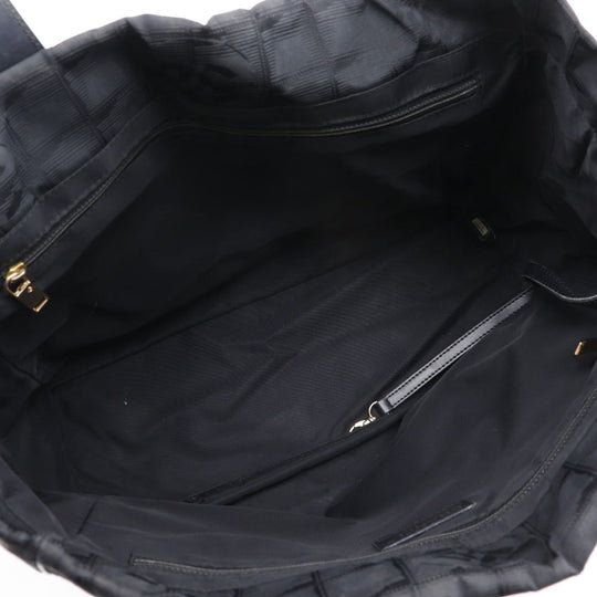 CHANEL Tote Bag A15991 Nylon canvas black New travel line Tote MM Women Used Authentic