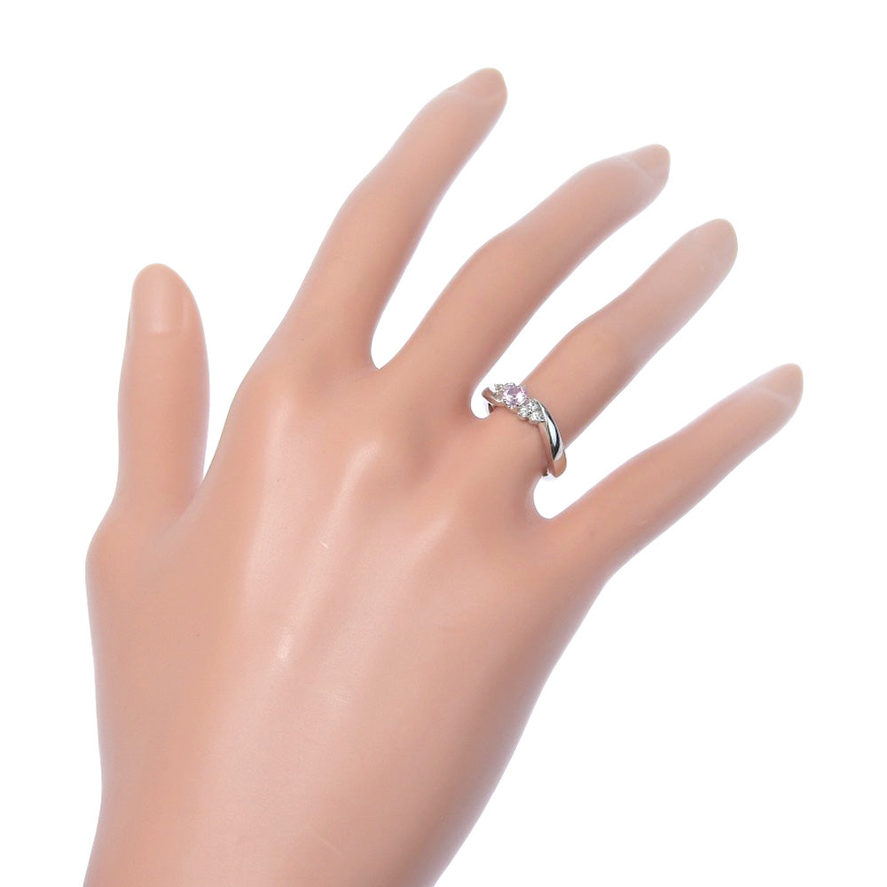 4℃Ring K18 White Gold, Diamond, Amethyst Silver Women Used Authentic