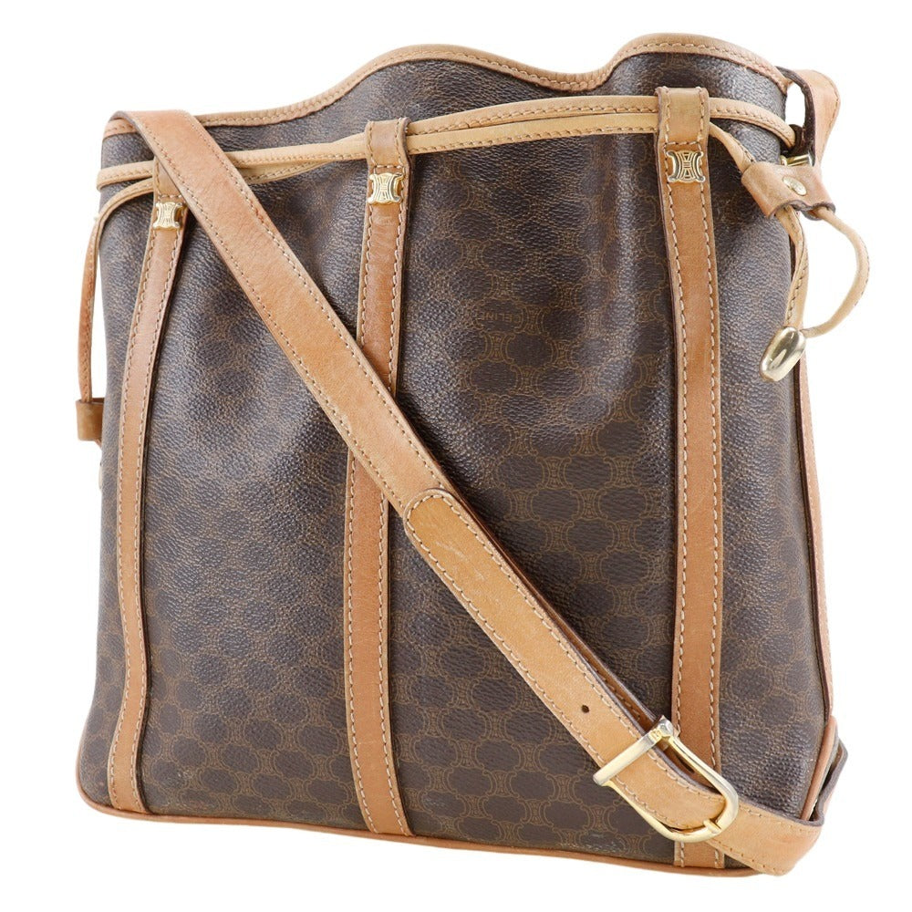 CELINE Shoulder Bag PVC Brown Old Celine Macadam purse Women Used Authentic