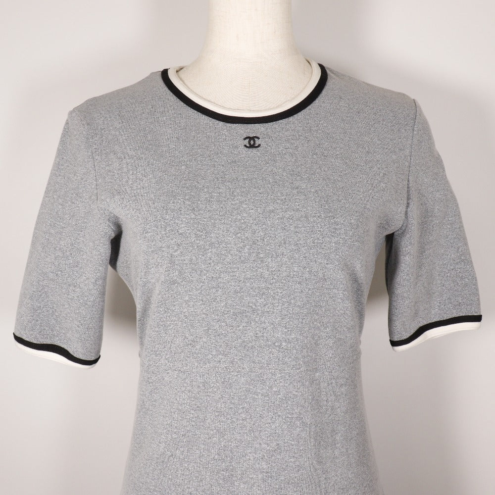 CHANEL one piece P11147V06479 Nylon, Polyurethane, Polyamide gray COCO Mark Women 38 Used Authentic