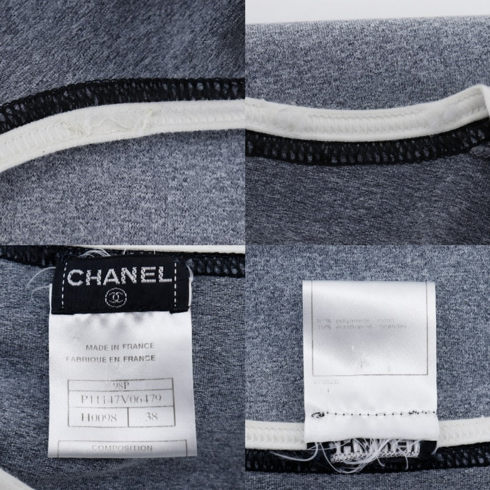 CHANEL one piece P11147V06479 Nylon, Polyurethane, Polyamide gray COCO Mark Women 38 Used Authentic