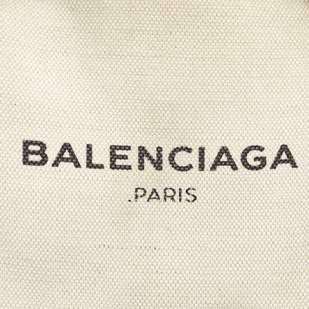 BALENCIAGA Handbag cotton beige Navy Cabas XS Women Used Authentic