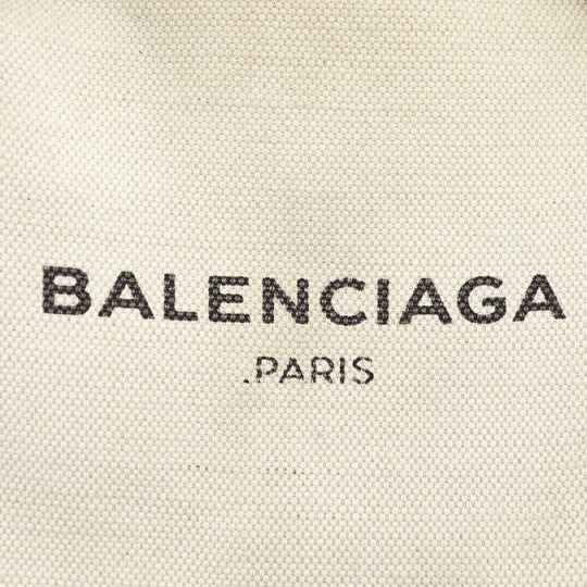 BALENCIAGA Handbag cotton beige Navy Cabas XS Women Used Authentic