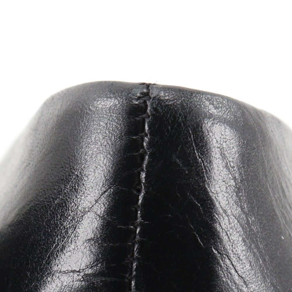 LOUIS VUITTON pumps leather black Round toe Monogram flower Women 34 Used Authentic
