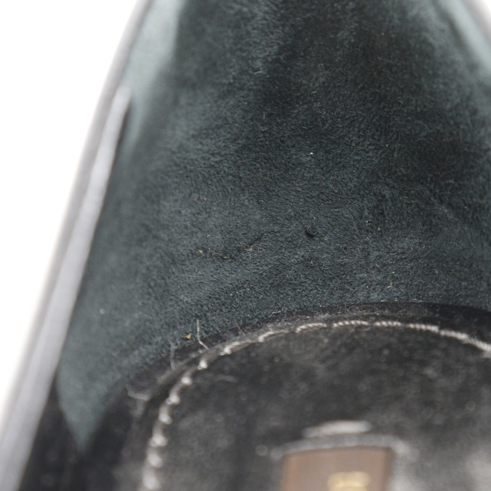 LOUIS VUITTON pumps leather black Round toe Monogram flower Women 34 Used Authentic