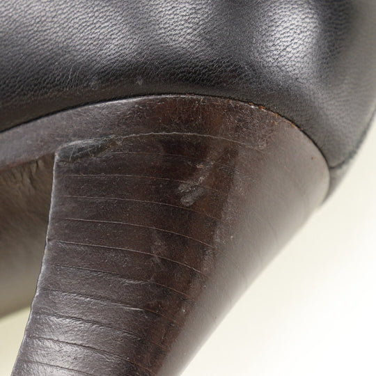 CHANEL boots leather black Matrasse COCO Mark Women 34 1/2 Used Authentic