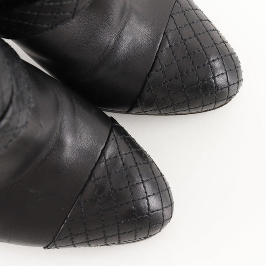 CHANEL boots leather black Matrasse COCO Mark Women 34 1/2 Used Authentic