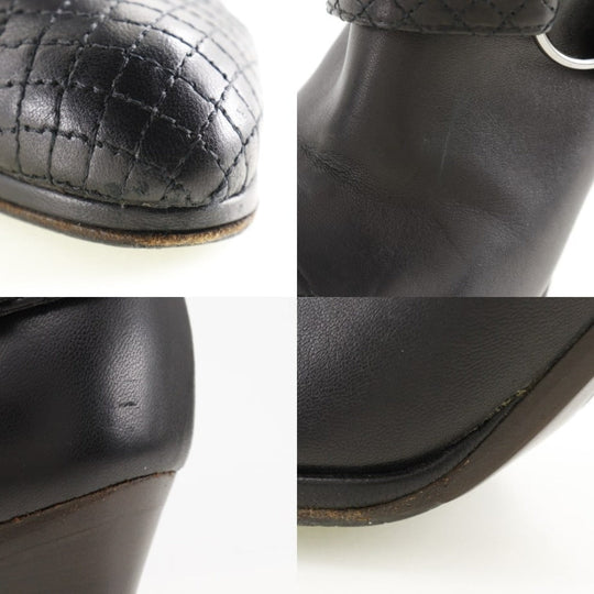 CHANEL boots leather black Matrasse COCO Mark Women 34 1/2 Used Authentic