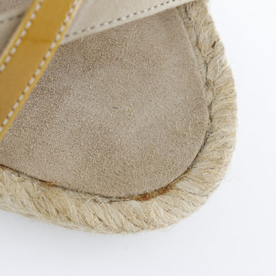 CHANEL Sandals Suede, Patent Leather beige Wedge sole COCO Mark charm Women 34 Used Authentic
