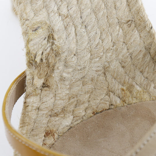 CHANEL Sandals Suede, Patent Leather beige Wedge sole COCO Mark charm Women 34 Used Authentic