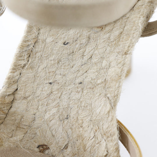 CHANEL Sandals Suede, Patent Leather beige Wedge sole COCO Mark charm Women 34 Used Authentic