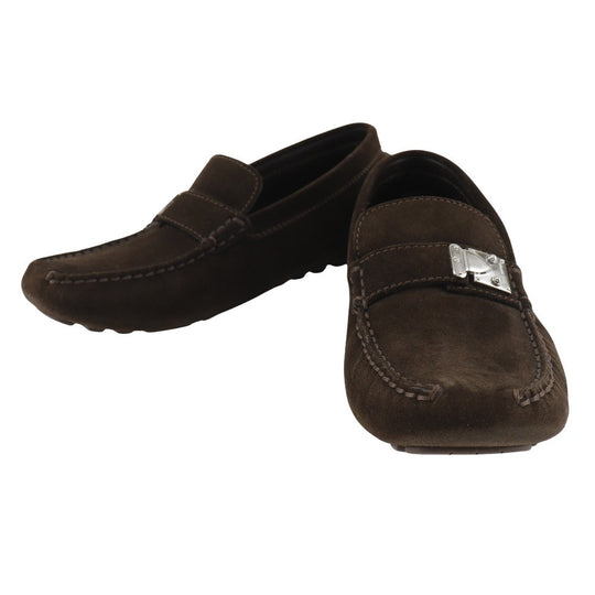LOUIS VUITTON loafers Suede Brown Driving shoes unisex(Unisex) 6 Used Authentic