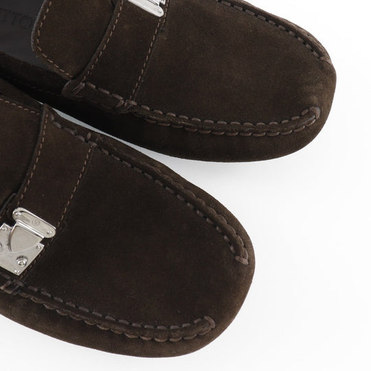 LOUIS VUITTON loafers Suede Brown Driving shoes unisex(Unisex) 6 Used Authentic