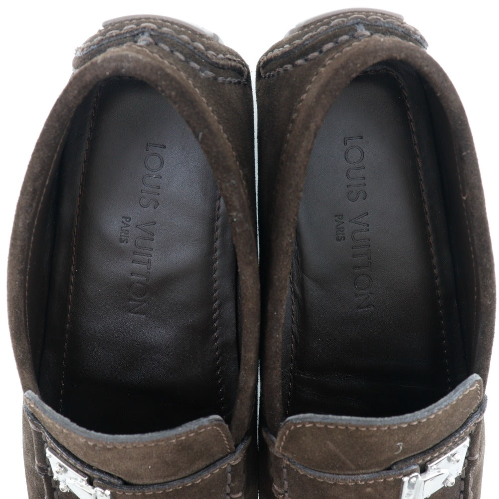 LOUIS VUITTON loafers Suede Brown Driving shoes unisex(Unisex) 6 Used Authentic