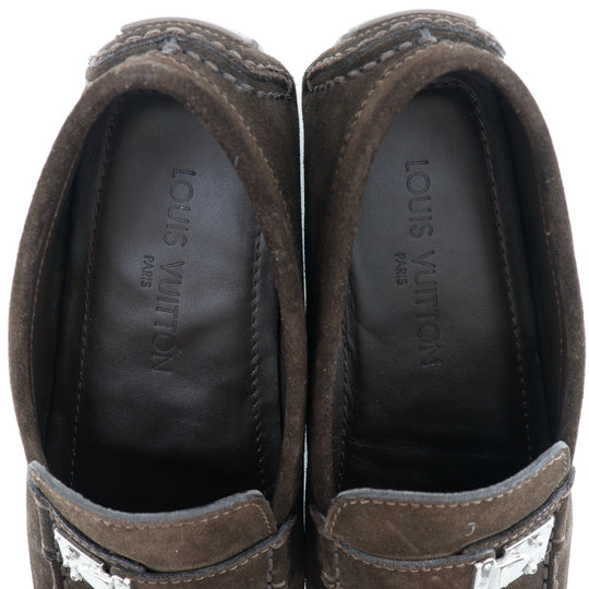 LOUIS VUITTON loafers Suede Brown Driving shoes unisex(Unisex) 6 Used Authentic