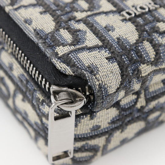Christian Dior Shoulder Bag 2OBCA326YSE Canvas, Calfskin Navy blue 2WAY Oblique jacquard Rider Micro Pouch Women Used Authentic