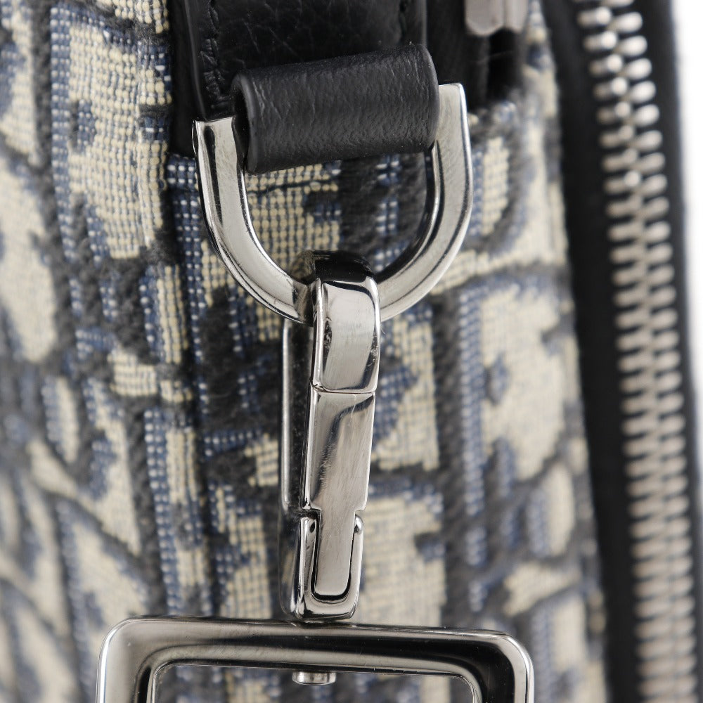 Christian Dior Shoulder Bag 2OBCA326YSE Canvas, Calfskin Navy blue 2WAY Oblique jacquard Rider Micro Pouch Women Used Authentic