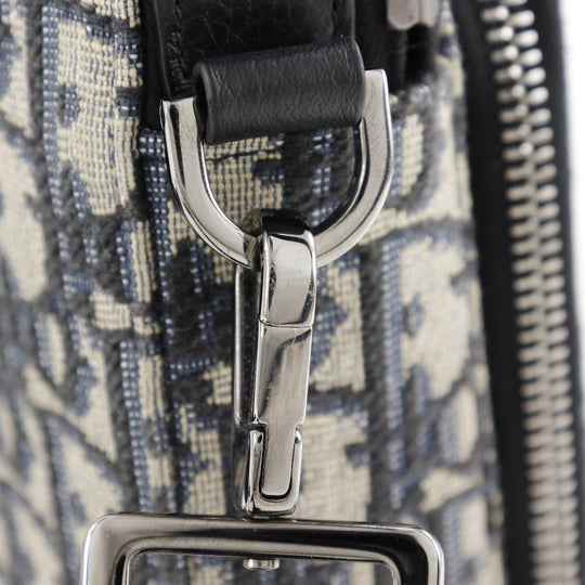 Christian Dior Shoulder Bag 2OBCA326YSE Canvas, Calfskin Navy blue 2WAY Oblique jacquard Rider Micro Pouch Women Used Authentic