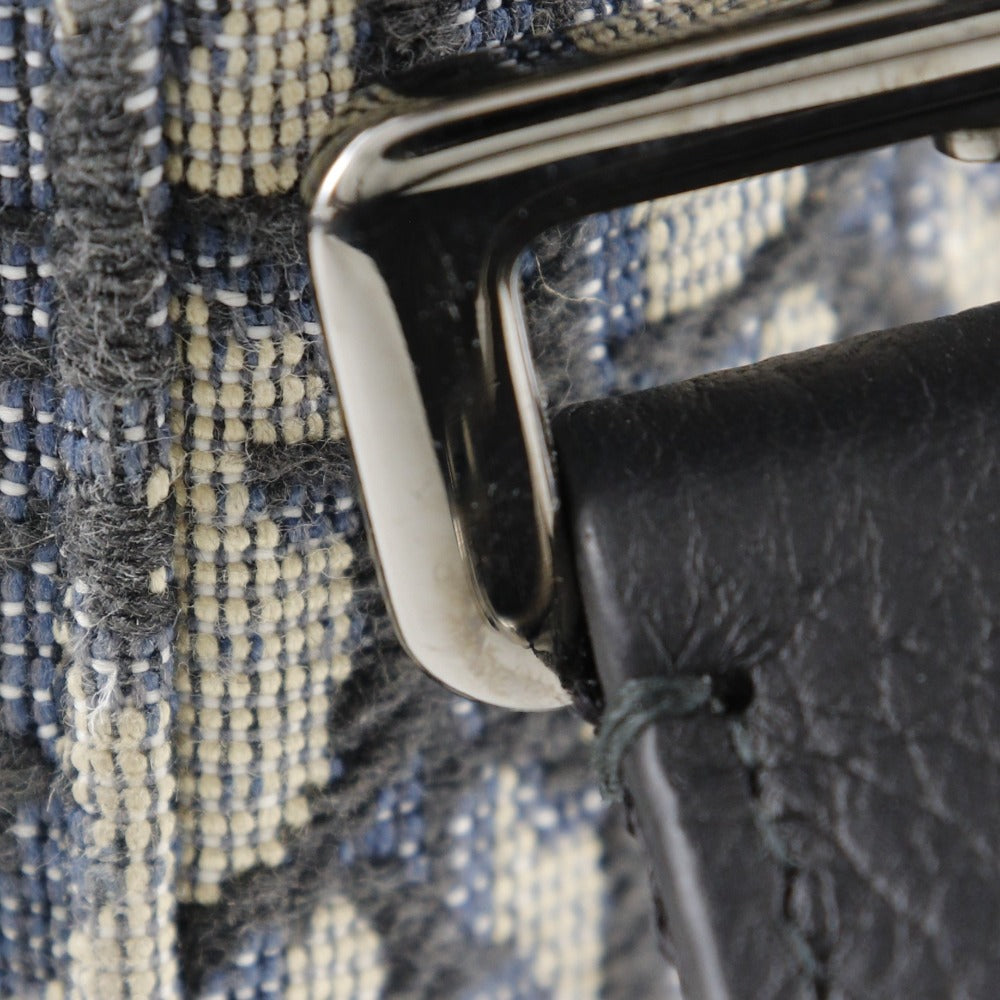 Christian Dior Shoulder Bag 2OBCA326YSE Canvas, Calfskin Navy blue 2WAY Oblique jacquard Rider Micro Pouch Women Used Authentic