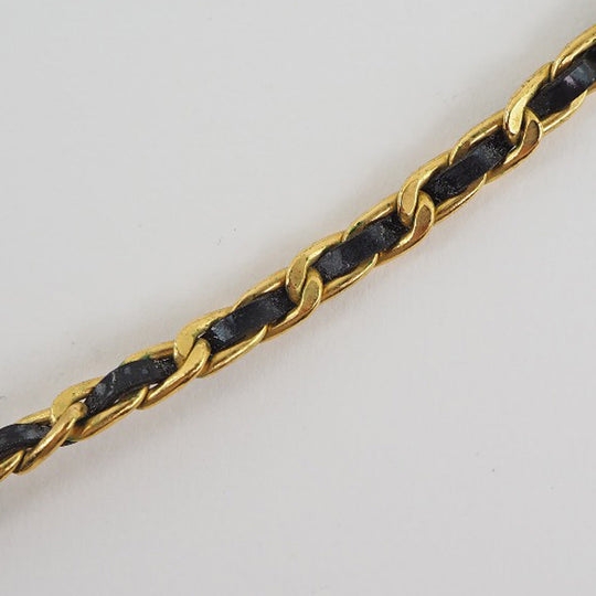CHANEL Necklace Plated Gold, Rhinestones gold choker vintage coin ribbon Women Used Authentic