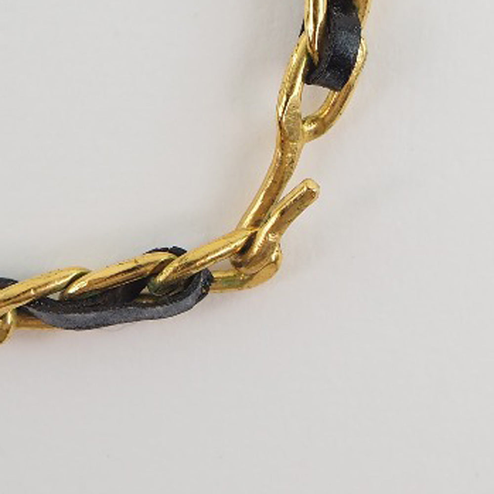 CHANEL Necklace Plated Gold, Rhinestones gold choker vintage coin ribbon Women Used Authentic