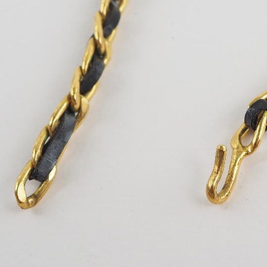 CHANEL Necklace Plated Gold, Rhinestones gold choker vintage coin ribbon Women Used Authentic