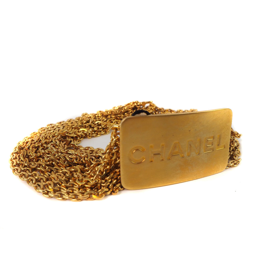 CHANEL belt A07689 Plated Gold gold With logo Chain Women 70 Used Authentic