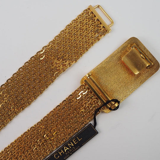 CHANEL belt A07689 Plated Gold gold With logo Chain Women 70 Used Authentic