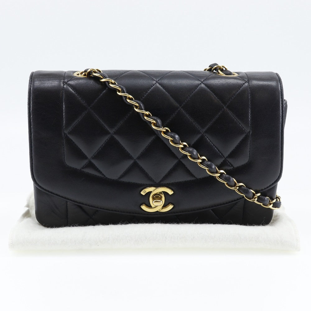 CHANEL Shoulder Bag A01164 lambskin black Matrasse ChainShoulder diana flap 22 Women Used Authentic