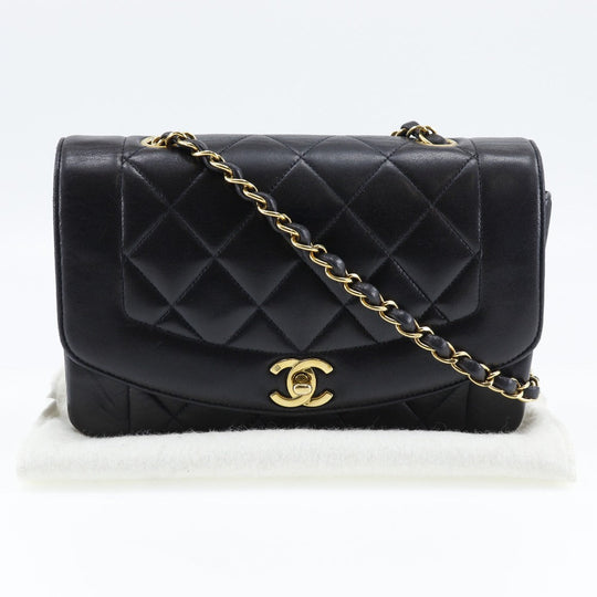 CHANEL Shoulder Bag A01164 lambskin black Matrasse ChainShoulder diana flap 22 Women Used Authentic